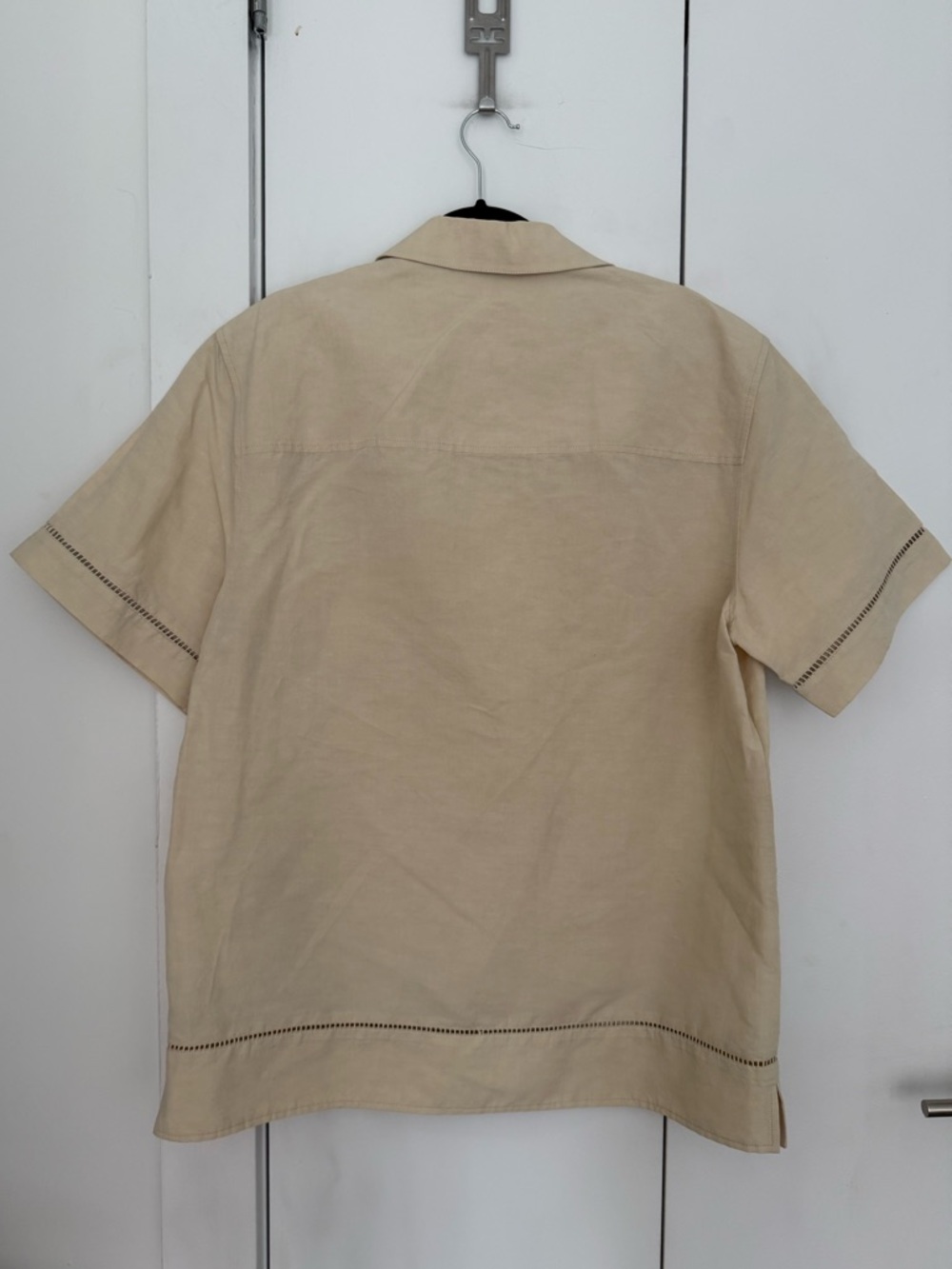 SIMKHAI by Jonathan SIMKHAI 
Beige Short-Sleeve Linen Shirt (PM200163) - Picture 5 of 7